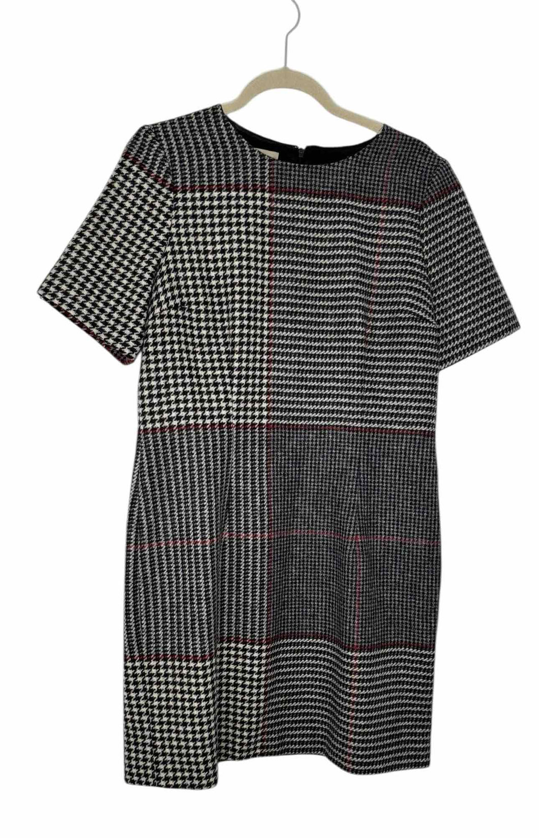 Hobbs London Size 10 Grey Plaid Pre-Owned Dress- Ladies