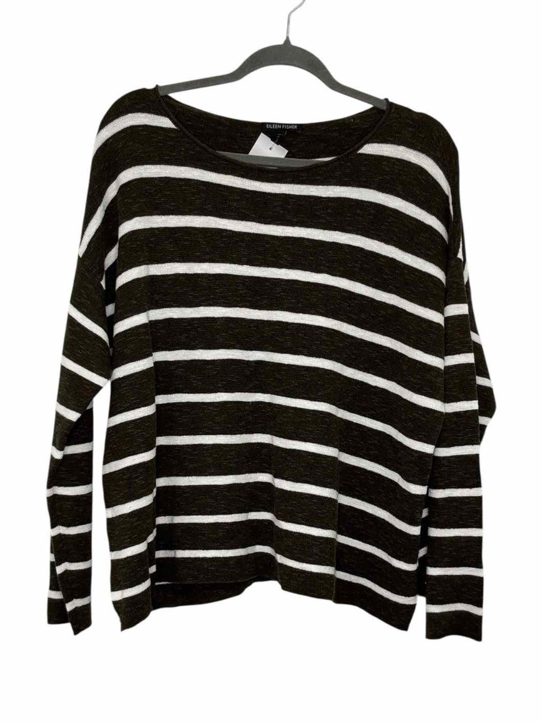 Eileen Fisher Size Small Green Stripe Pre-Owned Sweater- Ladies