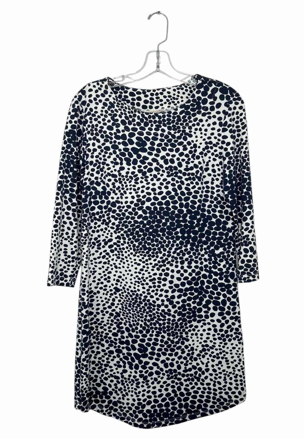 Mahi Gold Size Small White Print Pre-Owned Dress- Ladies