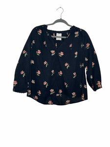 Ulla Johnson Size 4 Black Floral Pre-Owned Blouse- Ladies