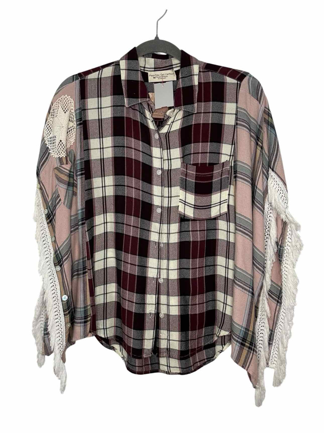 Size One Size Purple Plaid New w/ Tags Shirt- Ladies