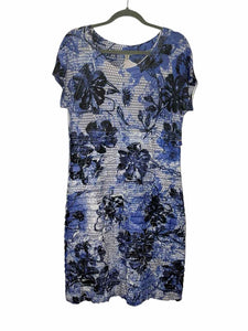 Cubism Size Medium Blue Print Pre-Owned Dress- Ladies