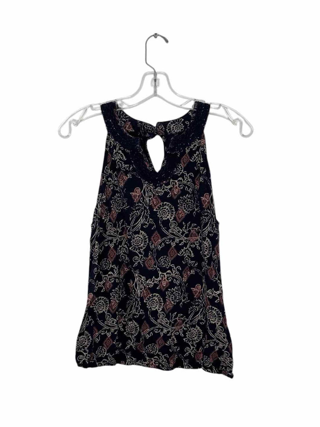 Lucky Brand Size Medium Navy Print Pre-Owned Tank Top- Ladies