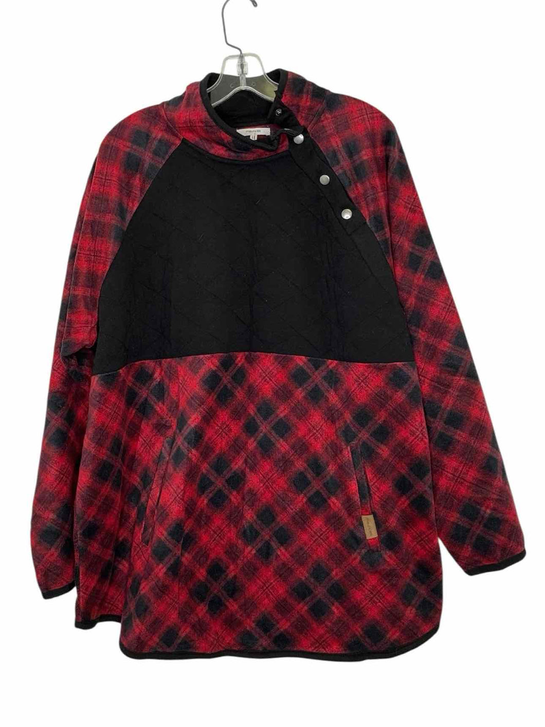 Maurices Size 2X Red Plaid Pre-Owned Pullover- Ladies