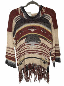 Free People Size X- Small Beige Print Pre-Owned Sweater- Ladies