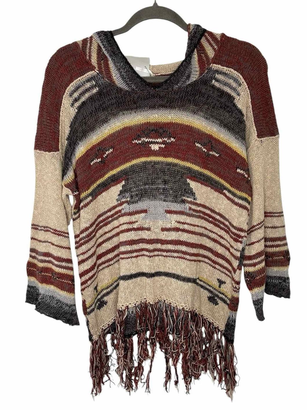 Free People Size X- Small Beige Print Pre-Owned Sweater- Ladies