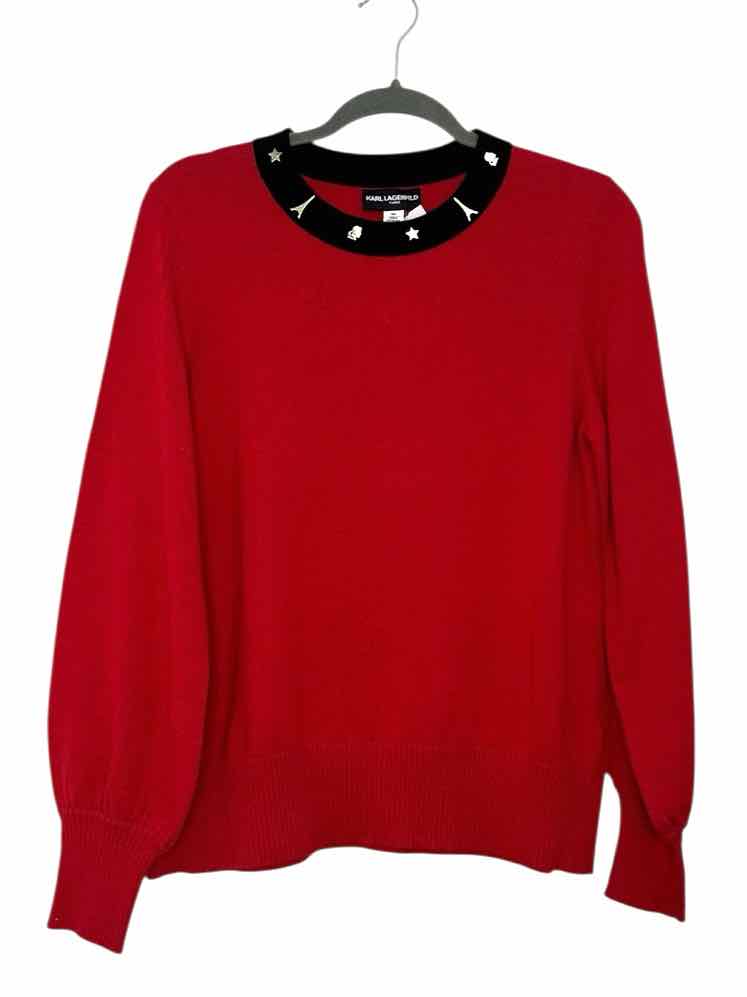 Karl Lagerfeld Size Medium Red Pre-Owned Sweater- Ladies