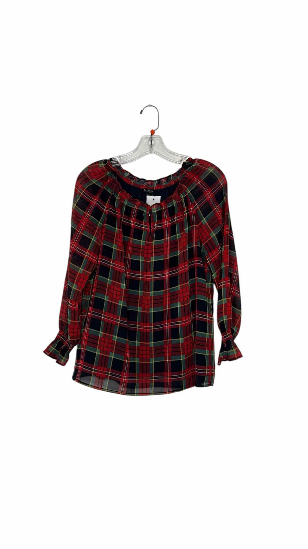 Talbots Size SP Red Plaid Pre-Owned Blouse- Ladies