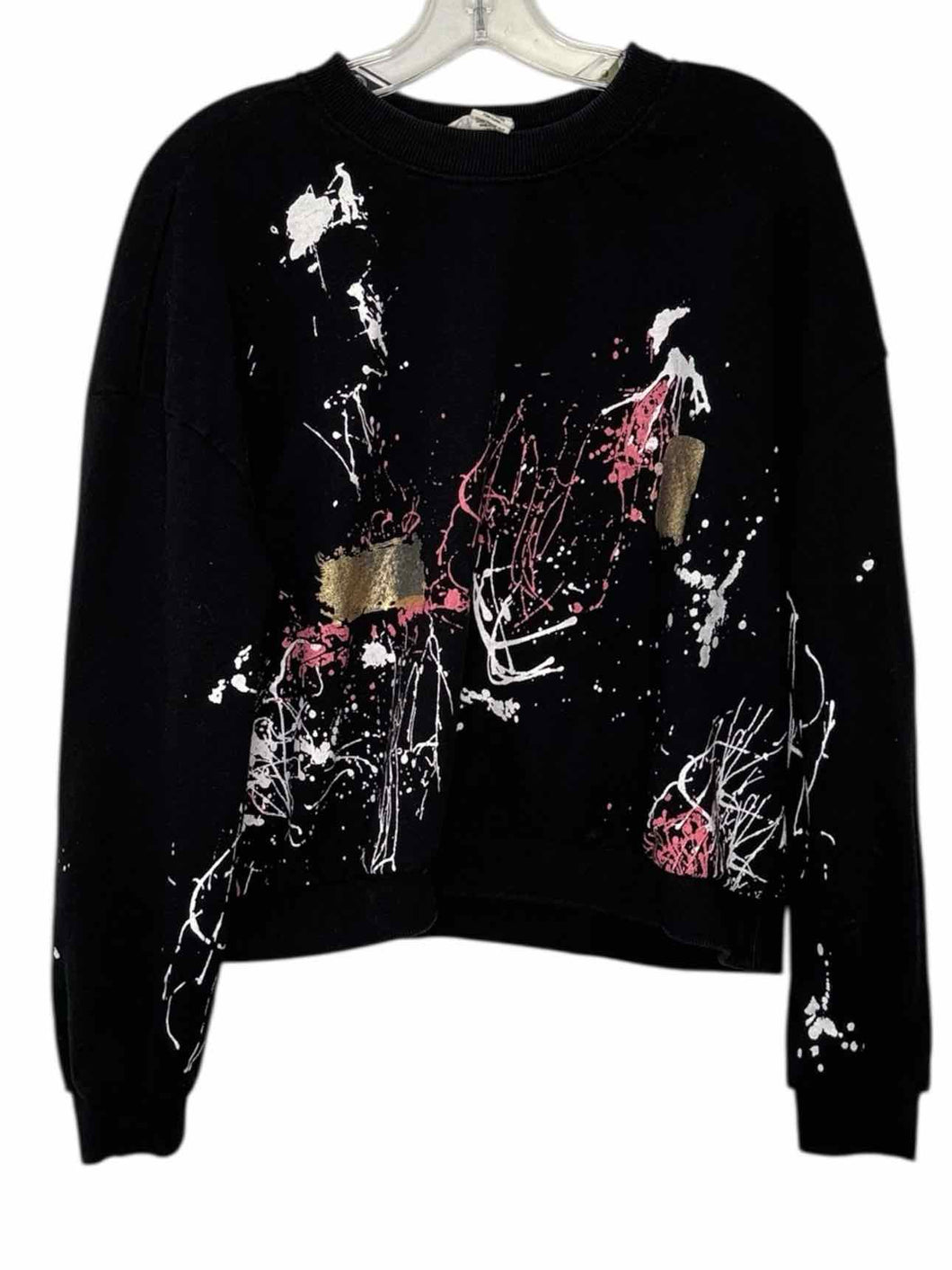 For the Republic Size Large Black Print Pre-Owned Sweatshirt- Ladies