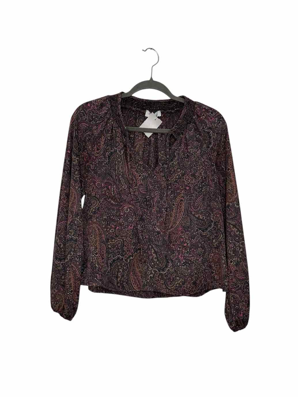 Evereve Size X- Small Grey Print Pre-Owned Blouse- Ladies