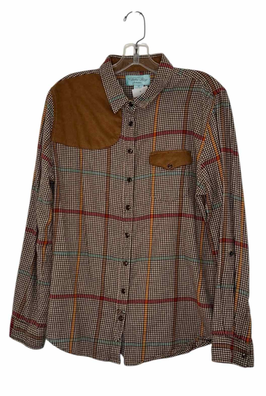 Tasha Polizzi Size X-Large Brown Plaid Pre-Owned Shirt- Ladies