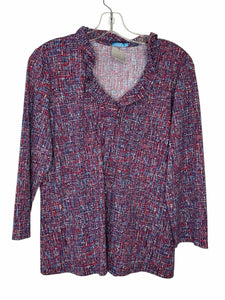 J McLaughlin Size X-Large Pink Print Pre-Owned Top- Ladies