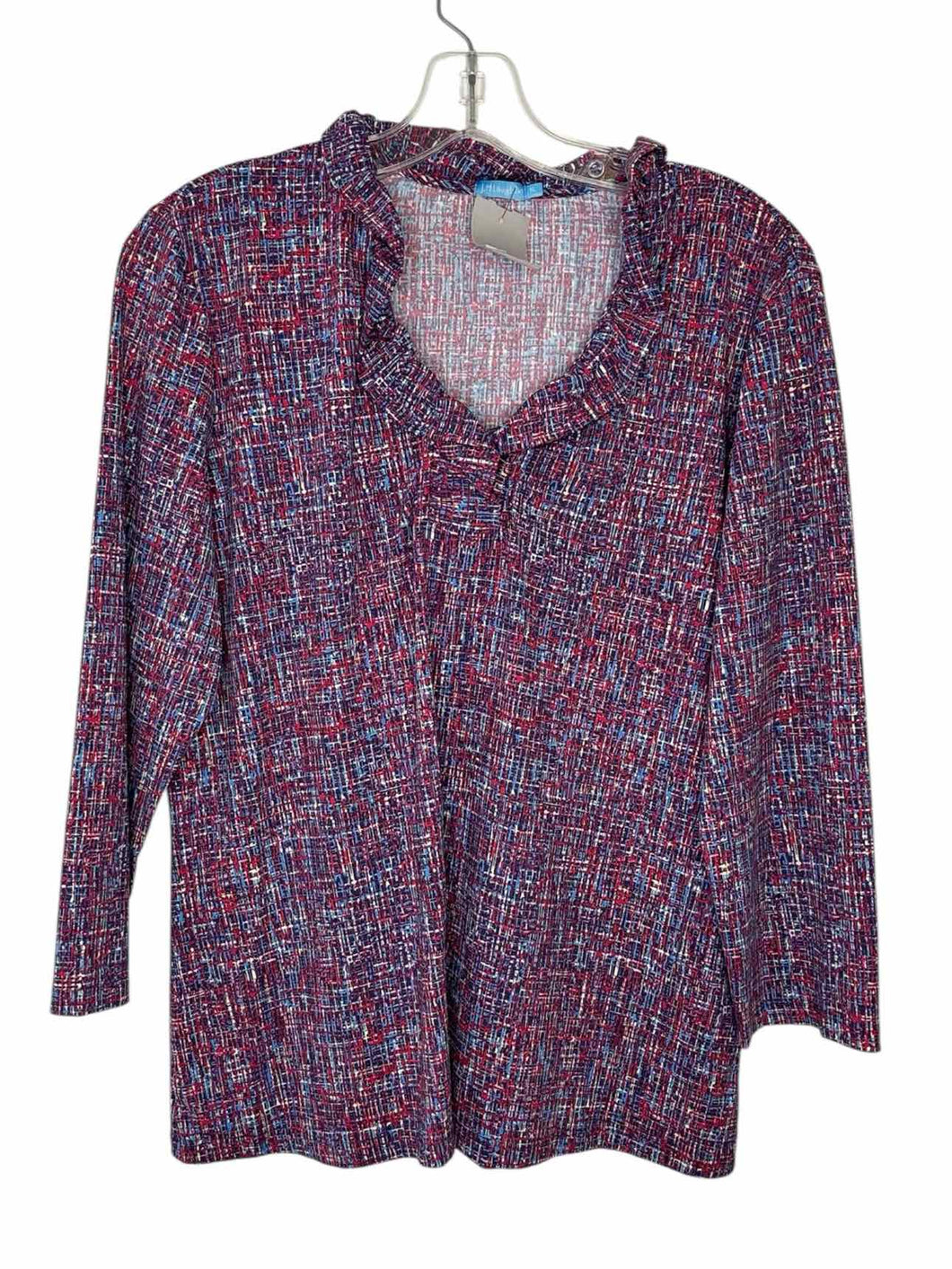 J McLaughlin Size X-Large Pink Print Pre-Owned Top- Ladies