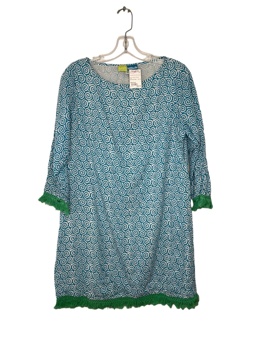Size Medium Turquoise Print Dress- Ladies