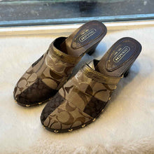 Load image into Gallery viewer, Coach Size 9.5 Tan Print Clog Pre-Owned Shoes- Ladies
