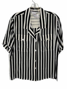 Adrianna Papell Size 10 Blk/Wht Stripe Pre-Owned Top- Ladies
