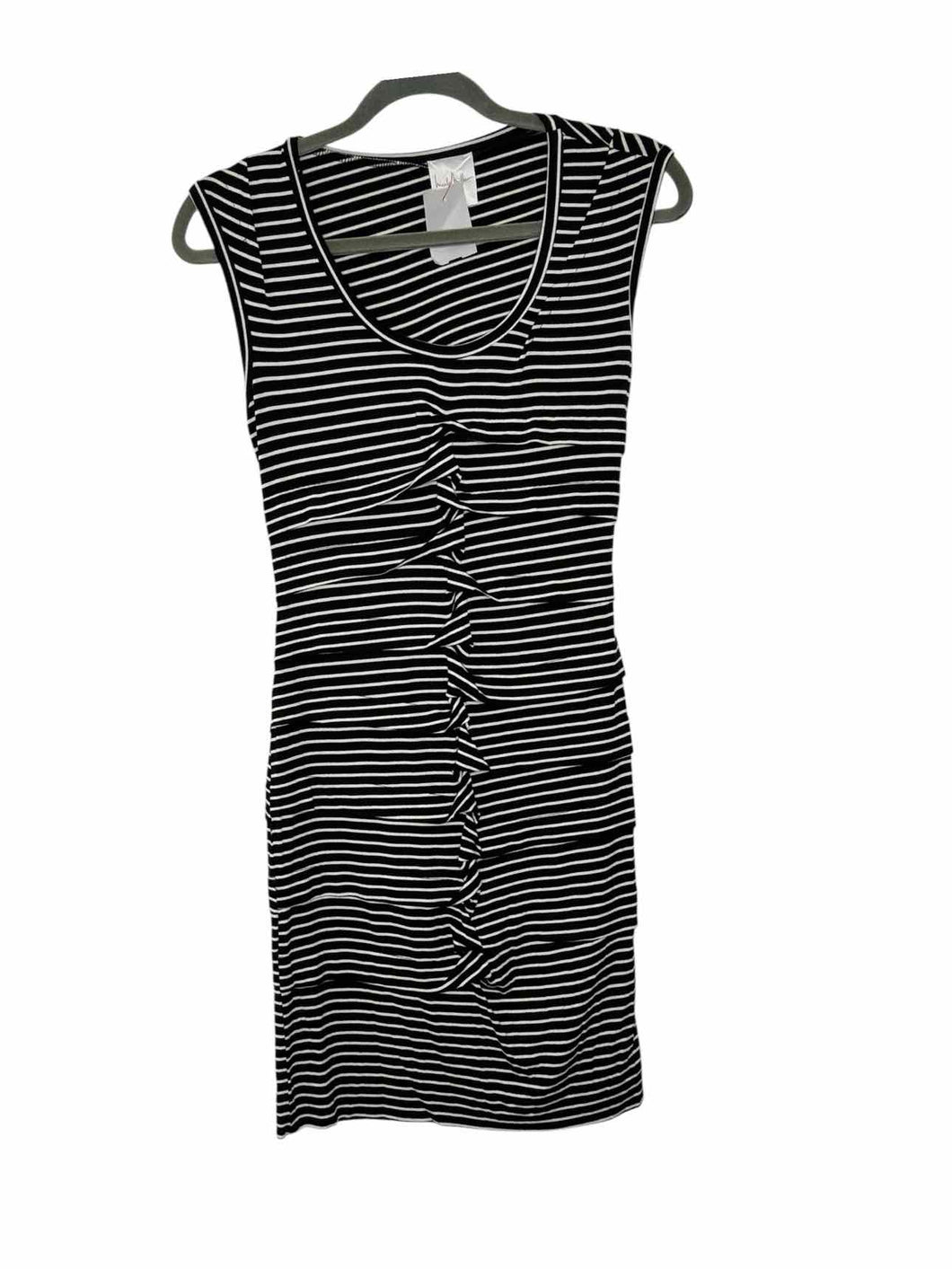 Nicole Miller Size Small Black Stripe Pre-Owned Dress- Ladies