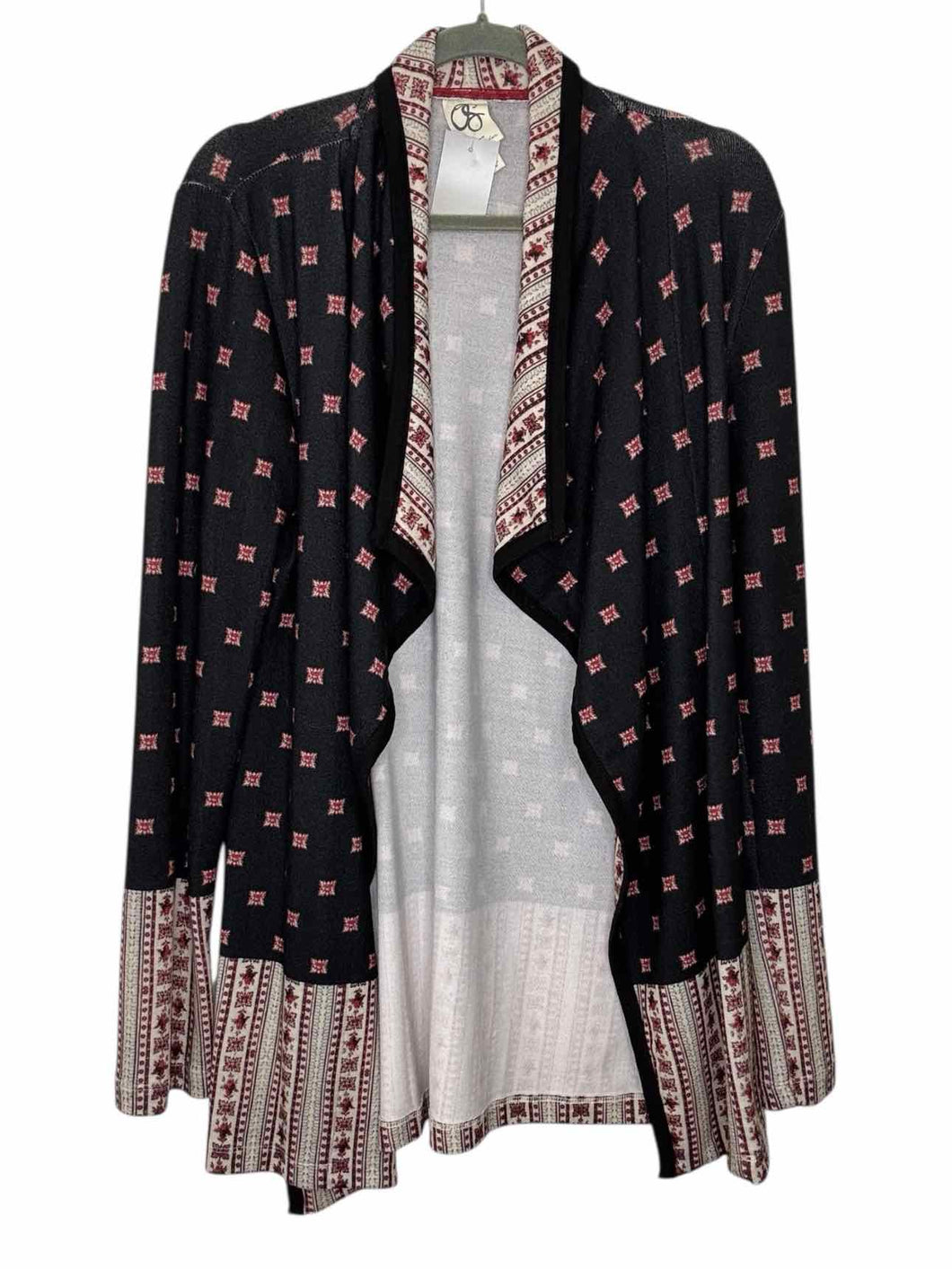 One September Size Medium Black Print Pre-Owned Blazer/Indoor Jacket- Ladies