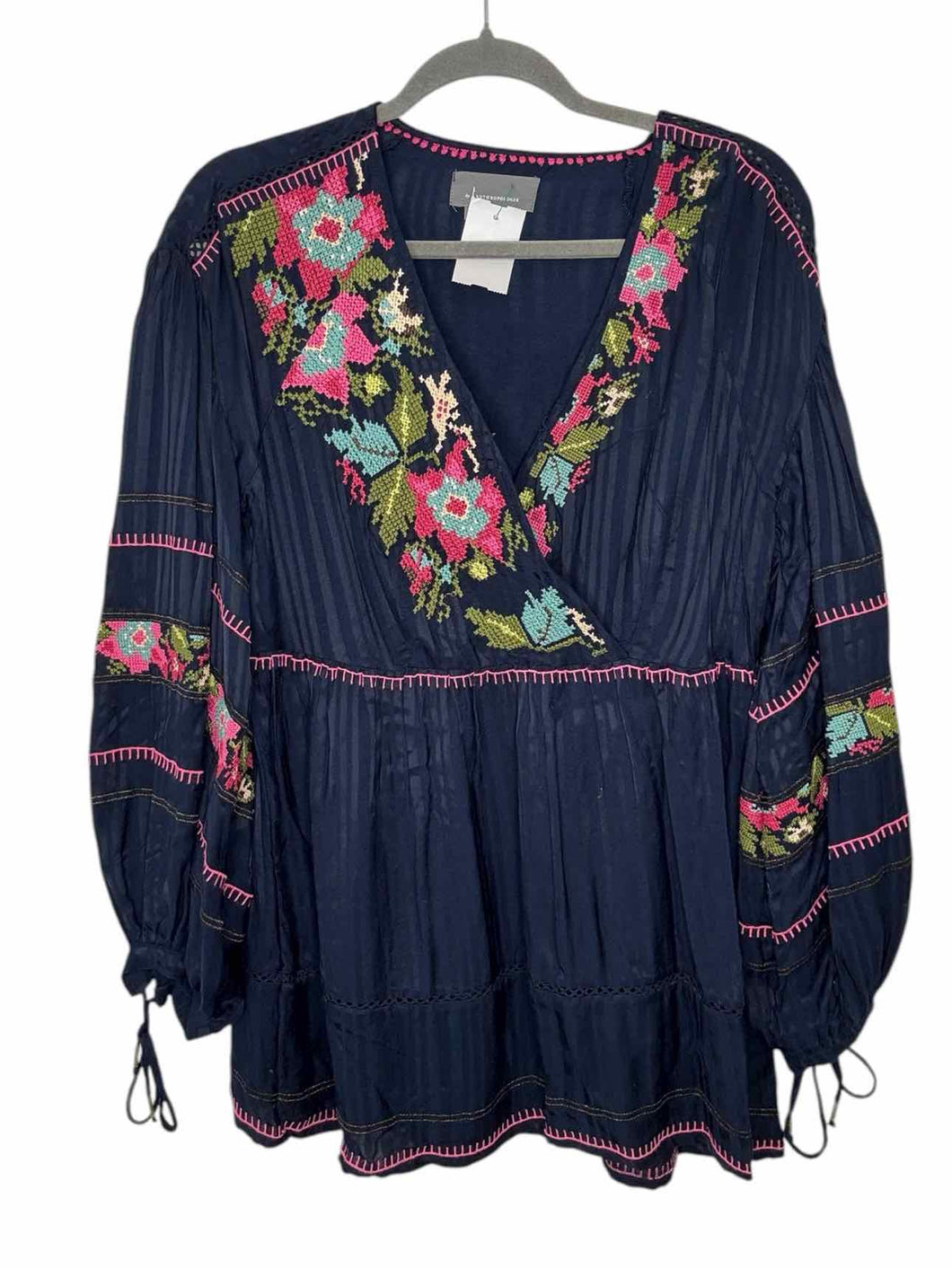 Anthropologie Size Small Navy Pre-Owned Blouse- Ladies