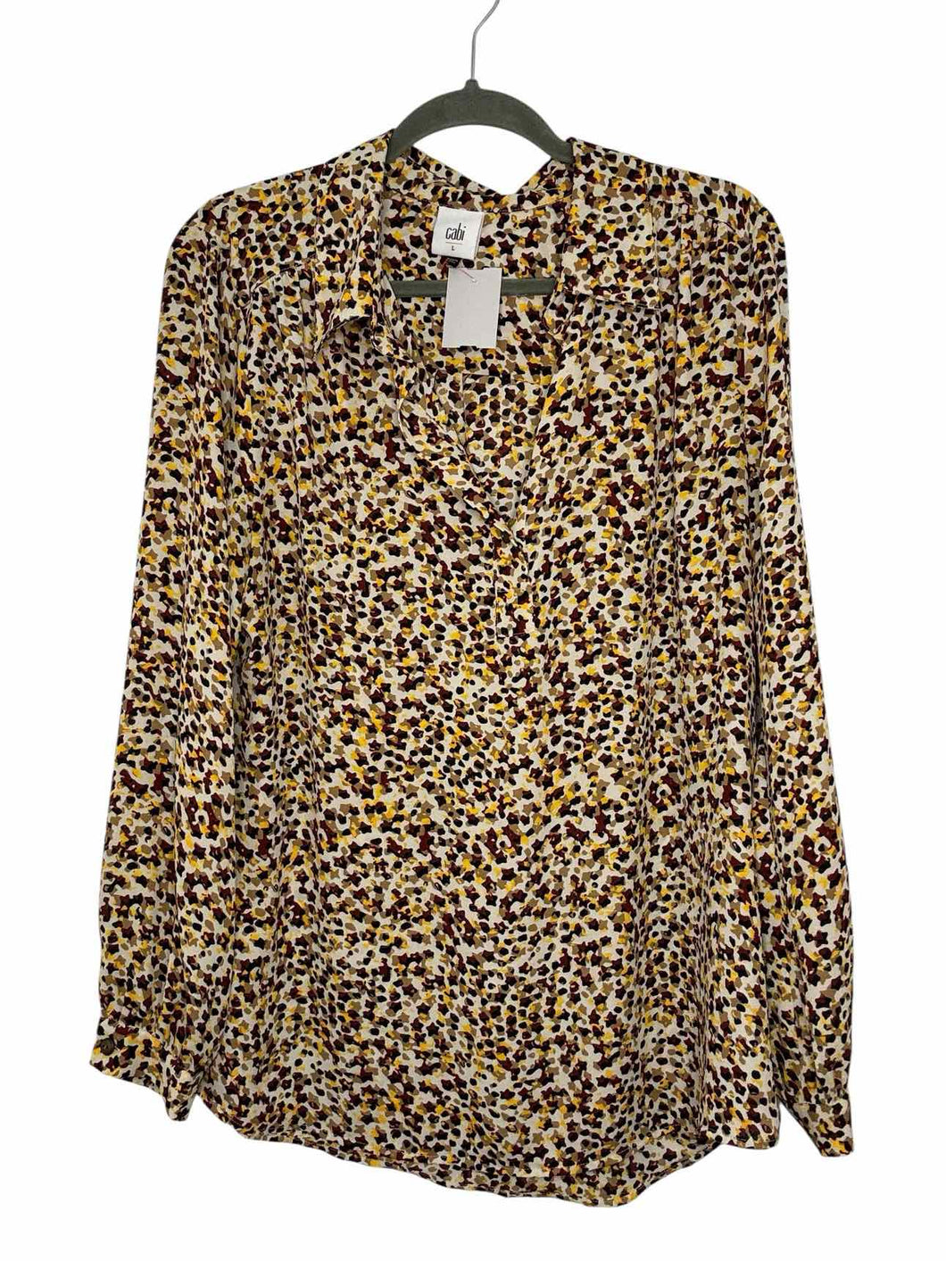 Cabi Size Large Tan Print Pre-Owned Blouse- Ladies