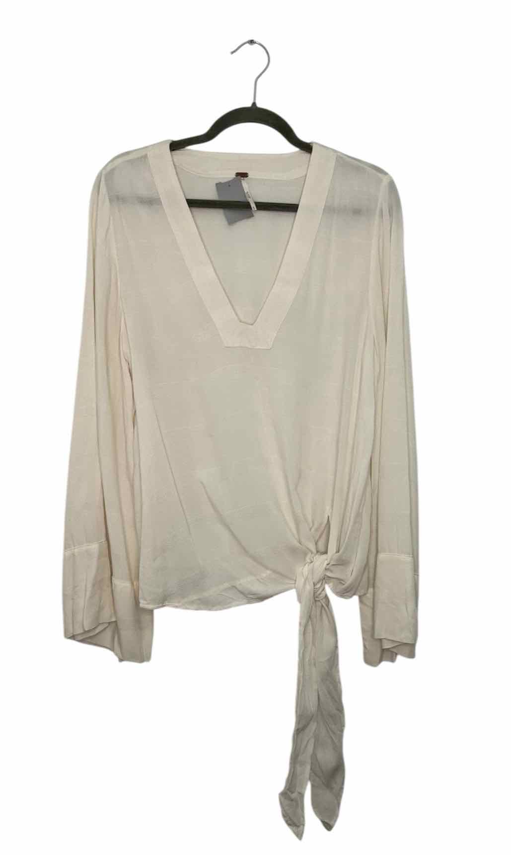 Free People Size Medium Cream Pre-Owned Blouse- Ladies