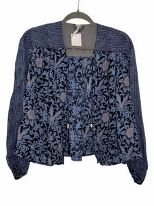 Free People Size X- Small Blue Print Pre-Owned Blouse- Ladies
