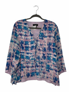 Donna Karan Size Medium Blue Print Pre-Owned Blouse- Ladies