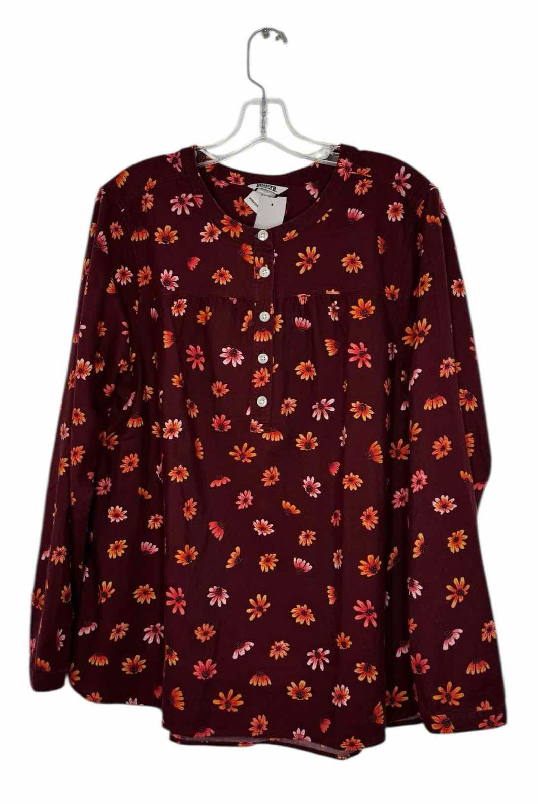 Duluth Size Large Maroon Print Pre-Owned Shirt- Ladies