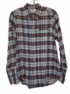 Nili Lotan Size Medium Blue Plaid Pre-Owned Blouse- Ladies
