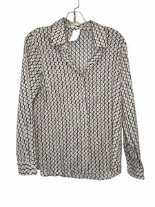 MNG Size 4 Ivory Print Pre-Owned Blouse- Ladies