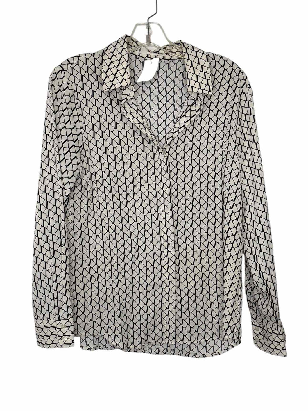 MNG Size 4 Ivory Print Pre-Owned Blouse- Ladies