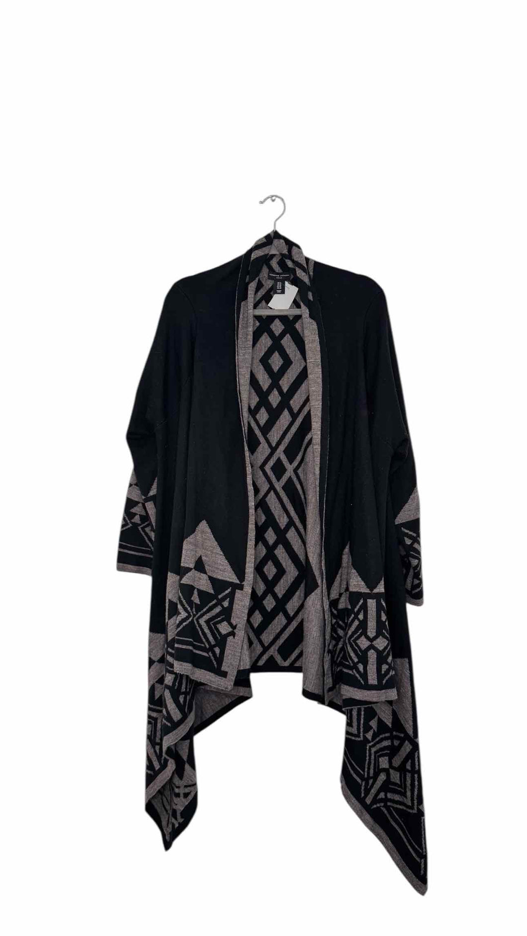 Adrienne Vittadini Size 1X Black Print Pre-Owned Sweater- Ladies