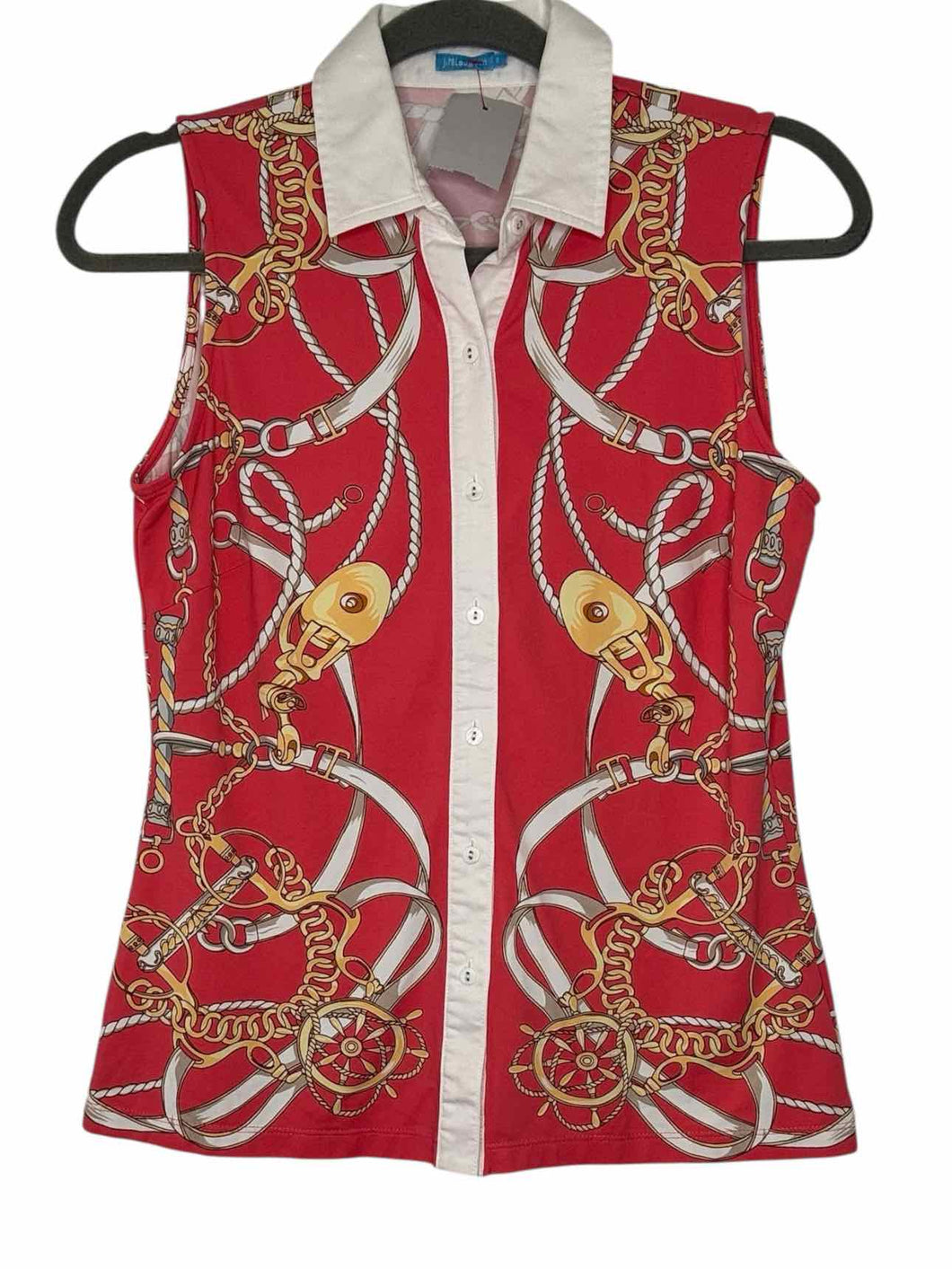 J. McLaughlin Size Small Coral Print Pre-Owned Tank Top- Ladies