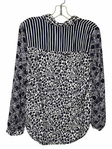 Maeve Size Small Wht/Nav Pre-Owned Blouse- Ladies