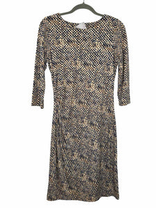 J McLaughlin Size Small Tan Print Pre-Owned Dress- Ladies