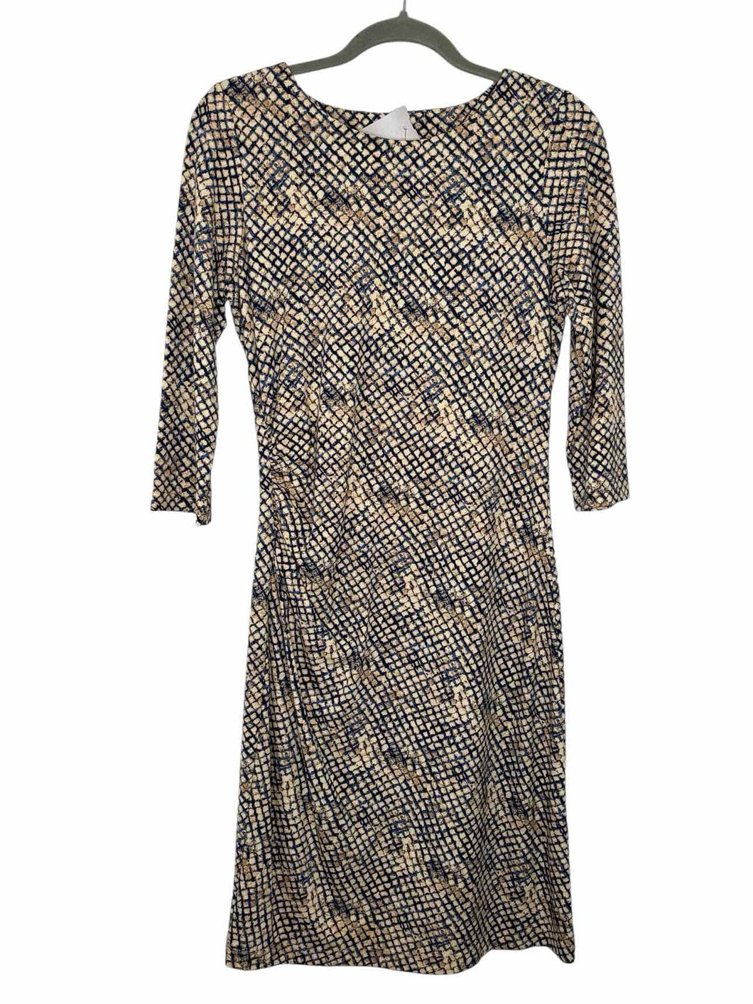 J McLaughlin Size Small Tan Print Pre-Owned Dress- Ladies