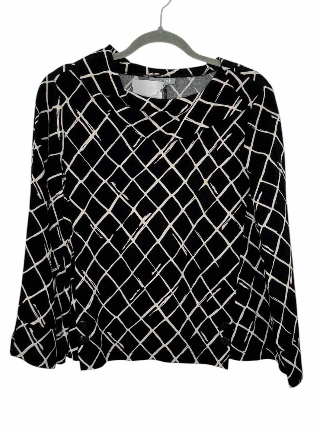 Habitat Size Medium Black Print Pre-Owned Blouse- Ladies