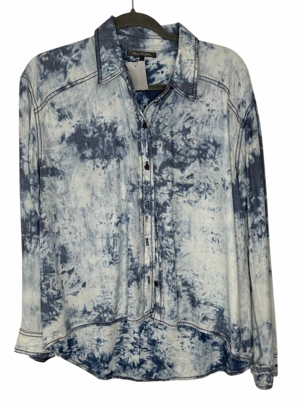 Michael Stars Size Small Blue Print Pre-Owned Shirt- Ladies