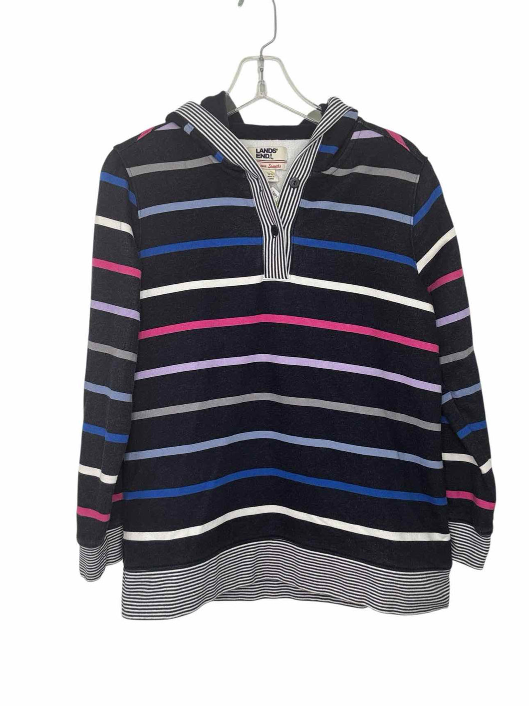 Lands End Size MP Navy Stripe Pre-Owned Sweatshirt- Ladies