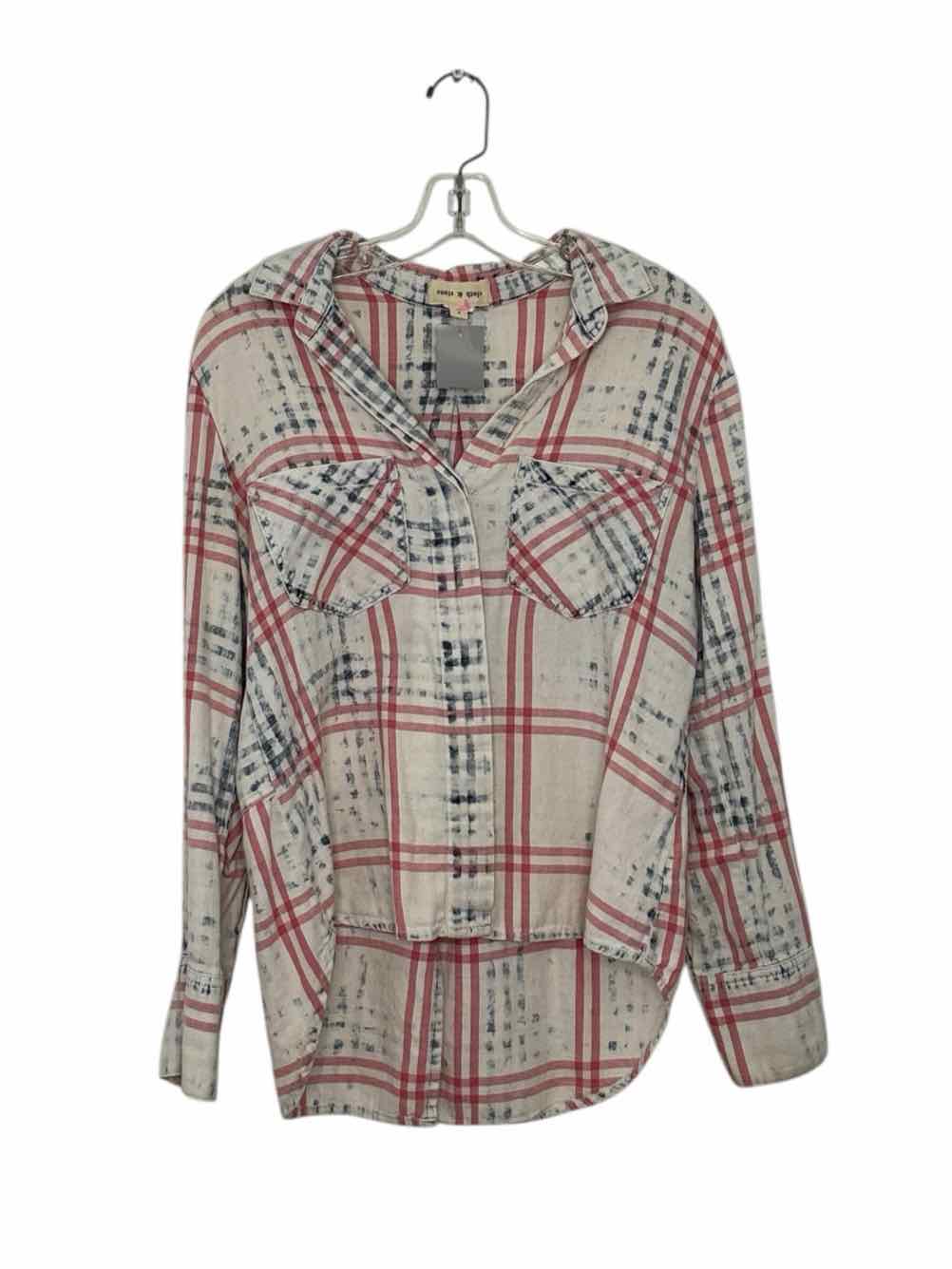 Cloth & Stone Size Small White Plaid Pre-Owned Shirt- Ladies