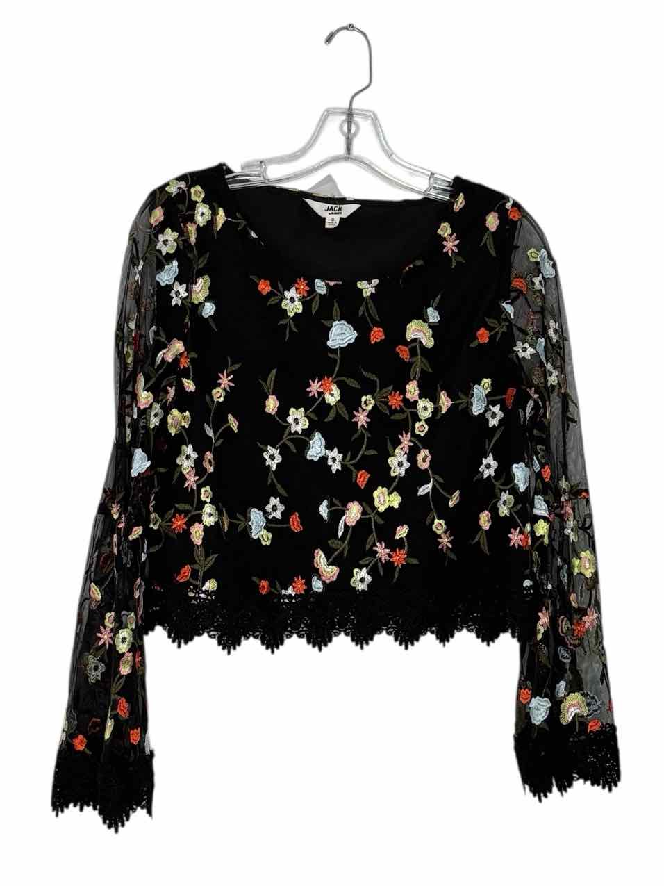 Jack Size Small Black Floral Pre-Owned Blouse- Ladies