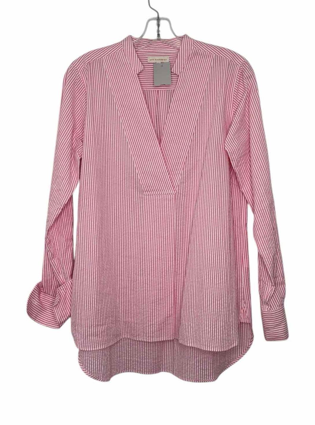 Ann Mashburn Size Medium Pink Stripe Pre-Owned Shirt- Ladies