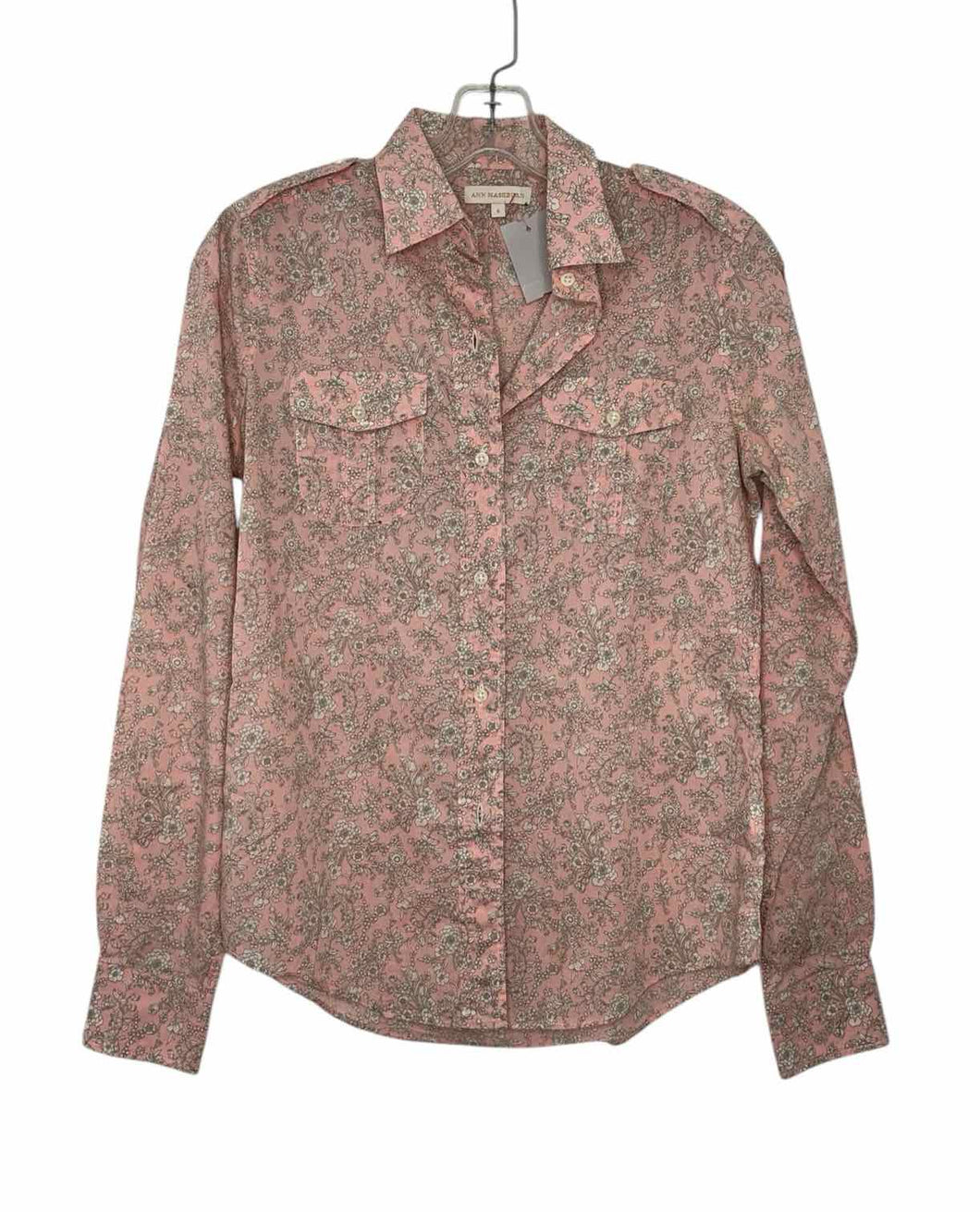 Ann Mashburn Size Small Pink Print Pre-Owned Shirt- Ladies