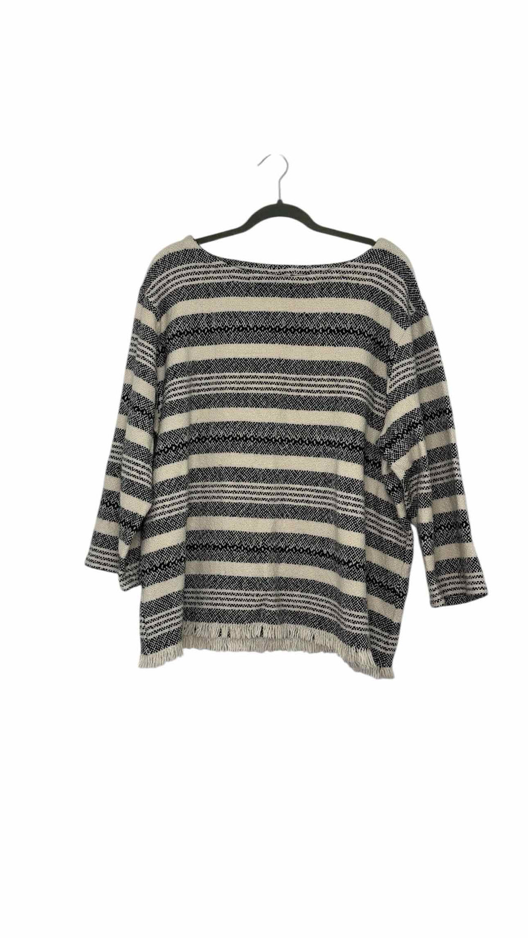 Eileen Fisher Size Large Cream Stripe Pre-Owned Sweater- Ladies