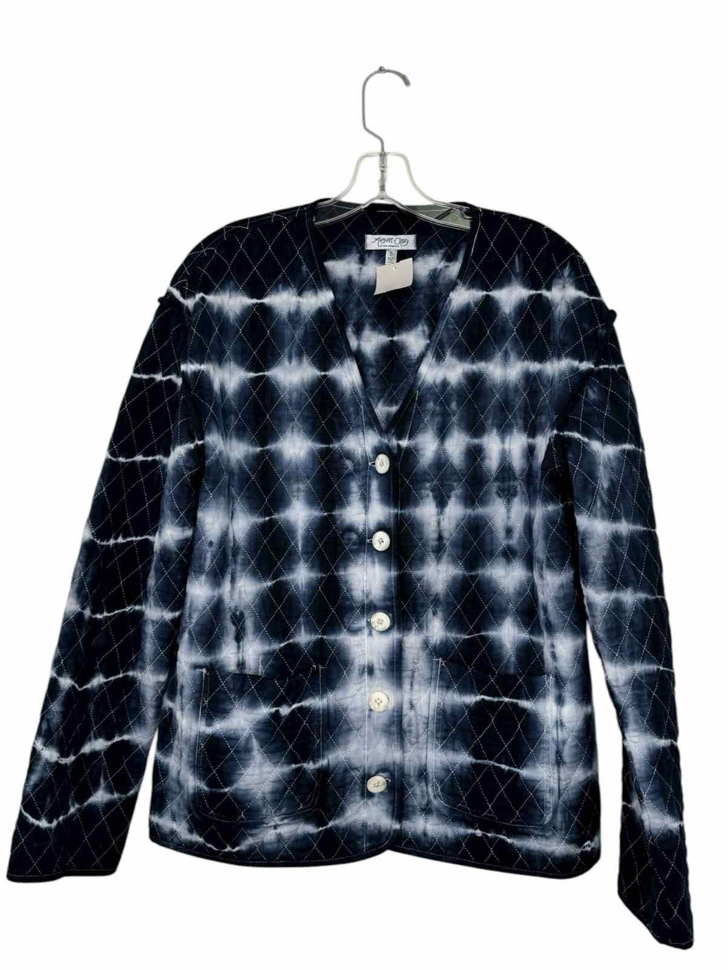 Margaret O'Leary Size Small Navy Print Pre-Owned Blazer/Indoor Jacket- Ladies