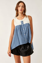Load image into Gallery viewer, Free People Size X- Small Blue Stripe Tank Top- Ladies
