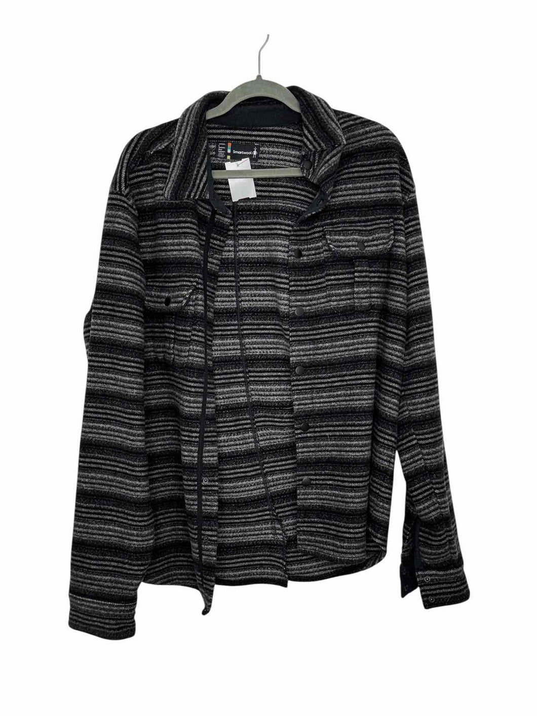 Smartwool Size L Black Stripe Pre-Owned Shirt- Mens