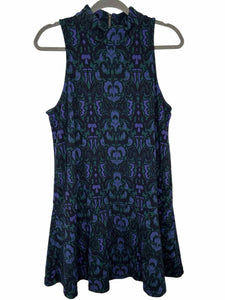 Free People Size Large Purple Print Pre-Owned Dress- Ladies