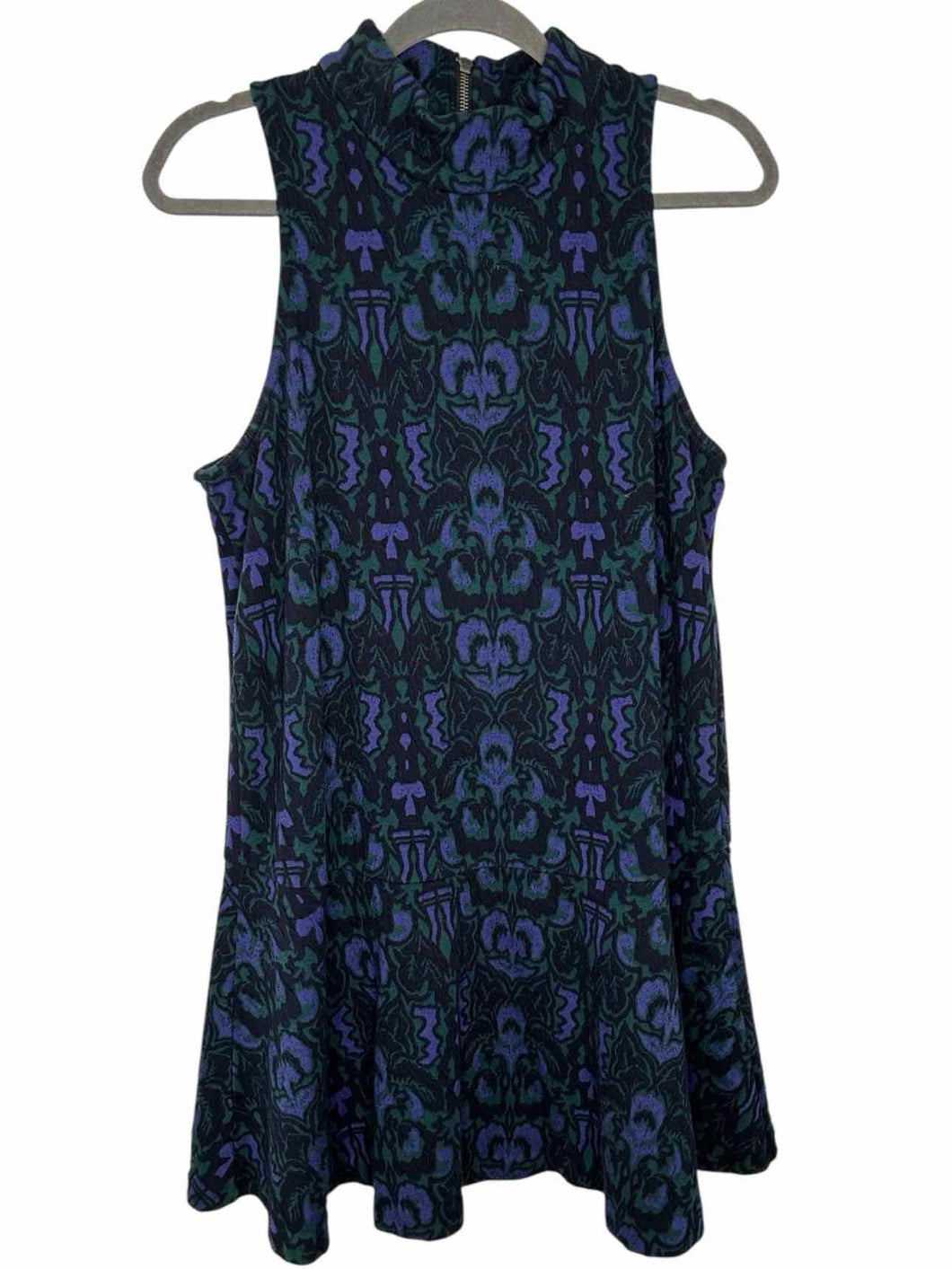 Free People Size Large Purple Print Pre-Owned Dress- Ladies