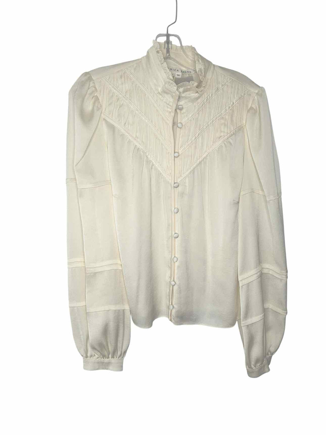 Veronica Beard Size 10 Cream Pre-Owned Blouse- Ladies